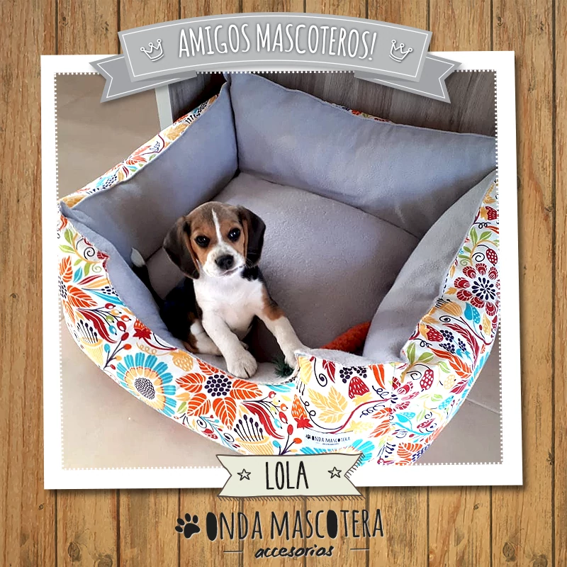 camita floreada con polar para invierno para perro beagle