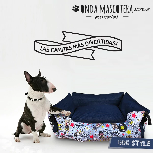 camita con estampado de musica para bull terrier