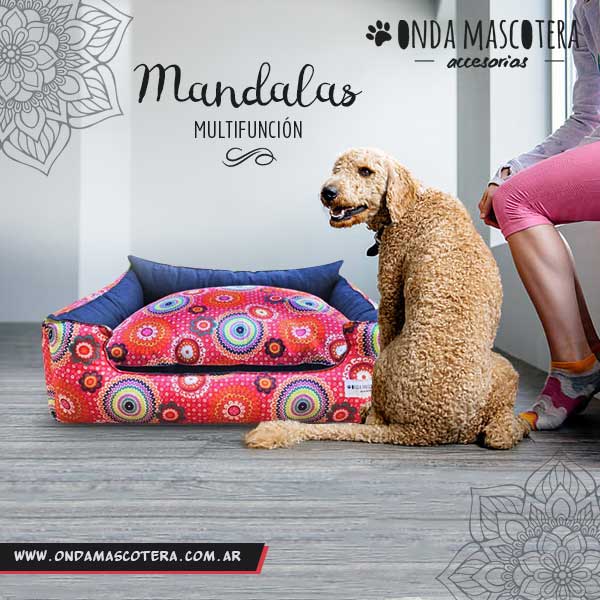 camita para perros mandalas rojas multifuncion