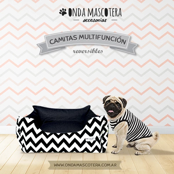 camita para pug con envío gratis zig zag chevron negro